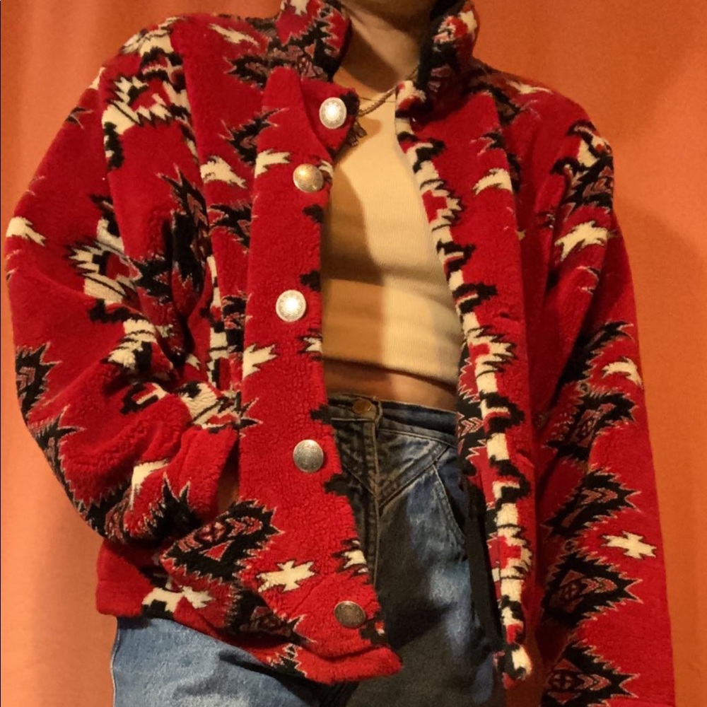Fleece Aztec Concho button up jacket